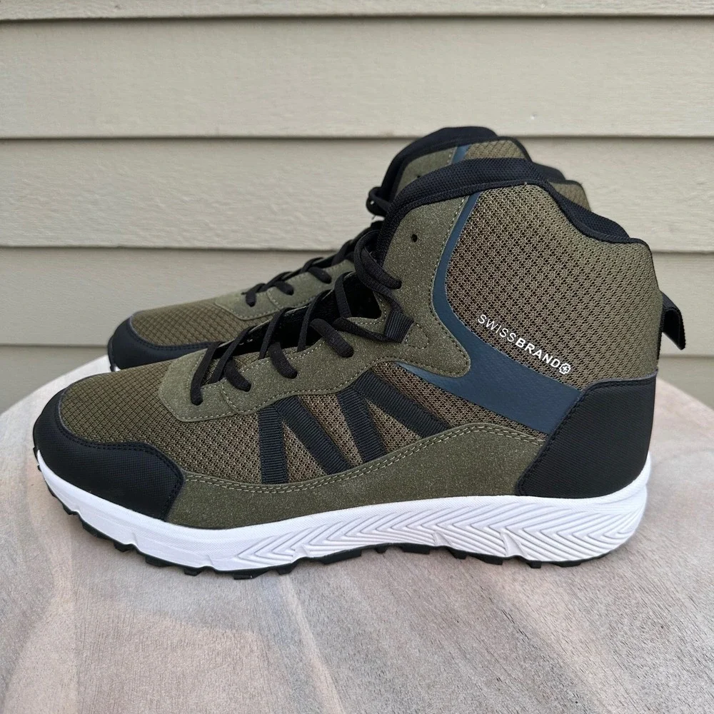 Swissbrand Armadyss Mens Hiking Boots Olive Green High Top Size 12 New